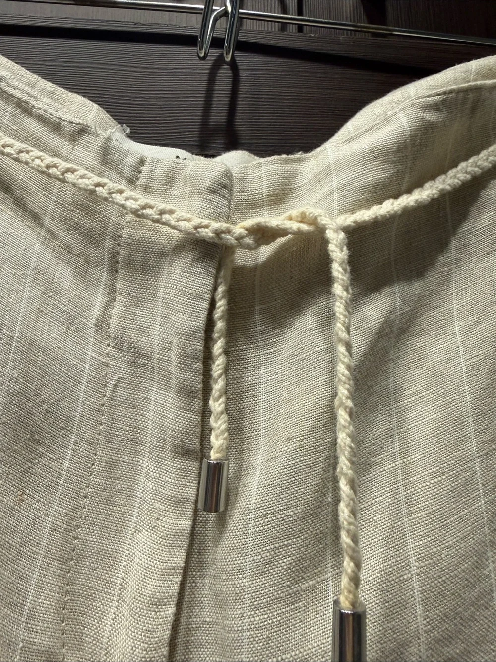 Mango Cream Wide-Leg Linen Cropped Pants